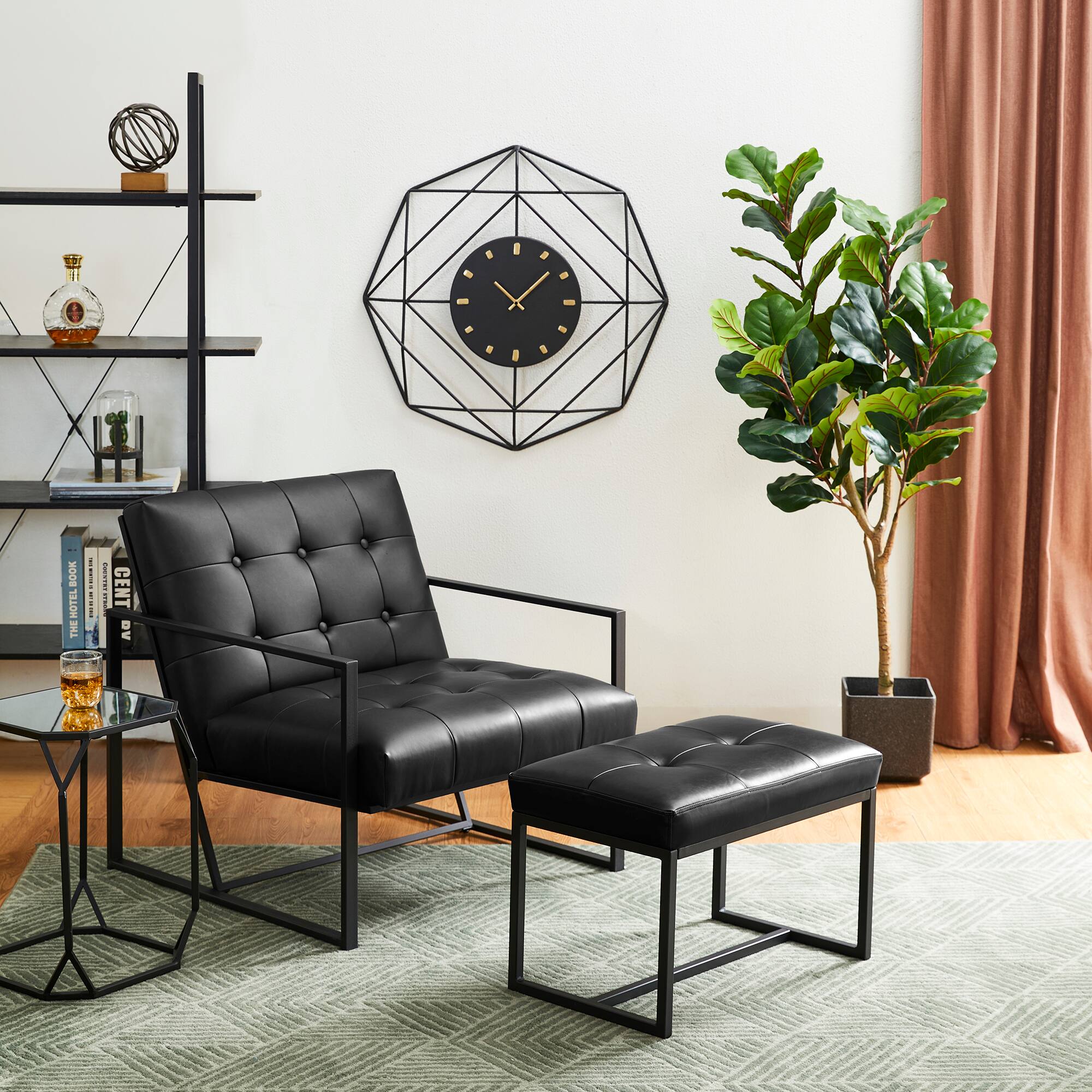 Glitzhome® Modern Thick Leatherette Accent Stool